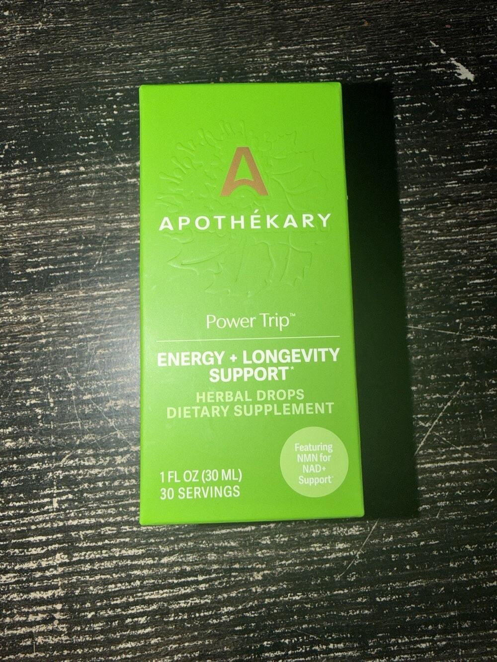 - Apothekary Power Trip Energy Longevity Support Herbal Drops 1 fl Oz Ex 05/29